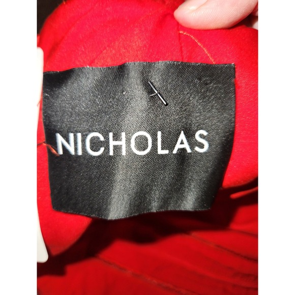 NICHOLAS Red Halter Neck Keyhole Maxi Dress Ladder Stitch Detail Formal Gown 4 - Picture 11 of 13